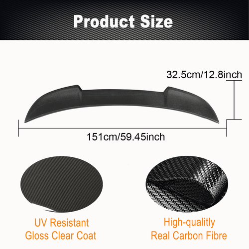 For Ford Mustang Coupe 2015-19 REAL CARBON Rear Trunk Boot Spoiler Tail Wing Lip - Picture 8 of 13