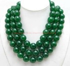Natural Beautiful 12mm Green Jade Jadeite Gemstone Round Beads Necklace 36 inch