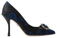 DOLCE & GABBANA Shoes Blue Floral Ayers Crystal Pumps EU38 / US7.5 RRP $1200