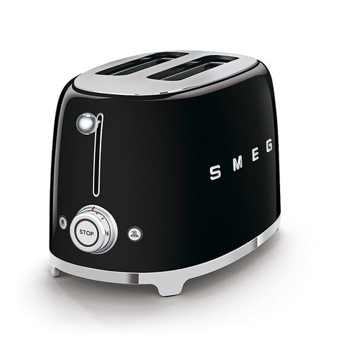 New SMEG 50's TSF01BLUK Retro Style 2 Slice Slot 950w Toaster - Gloss Black - Picture 2 of 4