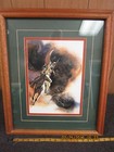 warrior on horse print w/ oak frame glass front