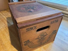 Vintage Budweiser- Anheuser- Busch Wooden Beer Crate with Hinged Lid