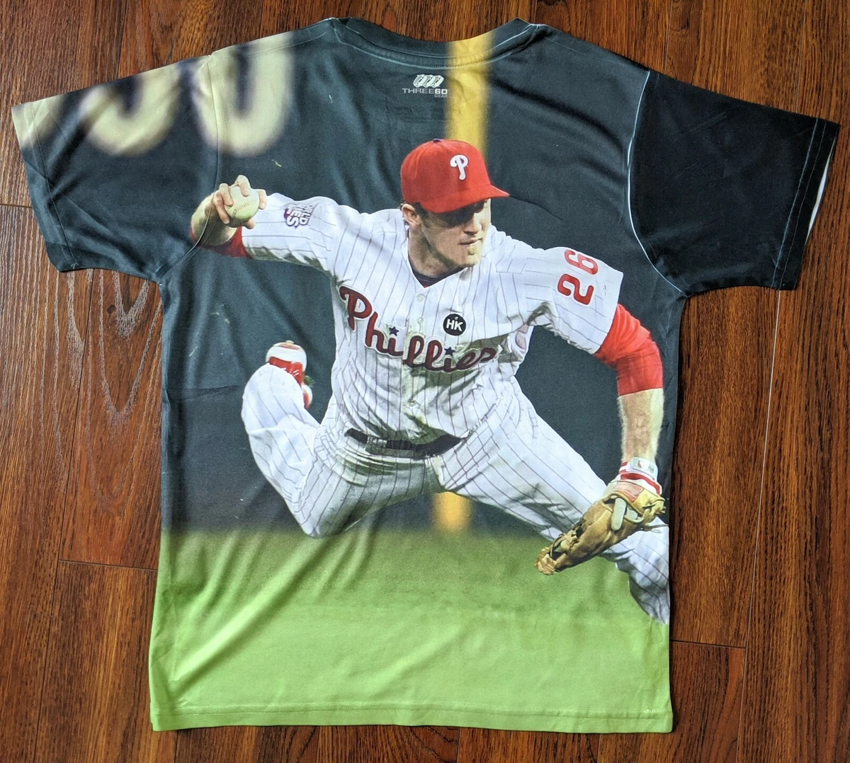 Three60 Chase Utley Philadelphia Phillies Shirt Short Sleeve Size YOUTH  Large