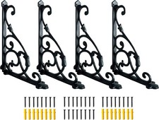 4 Pack Decorative Shelf Brackets 11 Inch Cast Iron Supply Antique Black Corbel