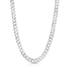 REAL Solid 925 Silver Flat Miami Curb Cuban Link Chain Necklace 8.60mm