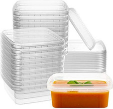 8 Oz 20 Pack Square Clear Deli Containers with Lids Disposable BPA Free Square