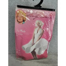 Sexy Marilyn Adult Costume Dress Halloween Party White Large Size 10 - 12