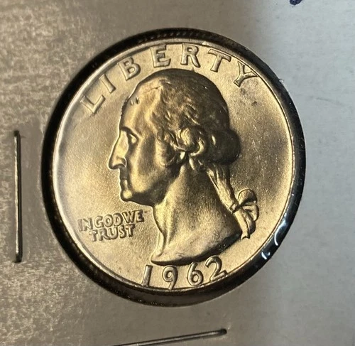 (A2) 1962-D Washington Quarter Uncirculated BU 90% Silver Purple Tones