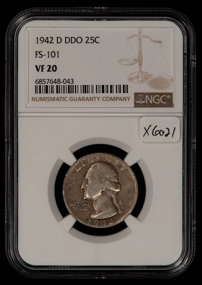 1942-D DDO 25c Washington Quarter Double Die Obv FS-101 - NGC VF 20 - SKU-X6021 - Image 2 of 4