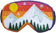 Ski Snowboard Goggles Patch, 3.5 inches, Winter Mountain Sports Adventure Patch 