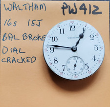 WALTHAM  POCKET WATCH MOVEMENT  16s  15j  PW412