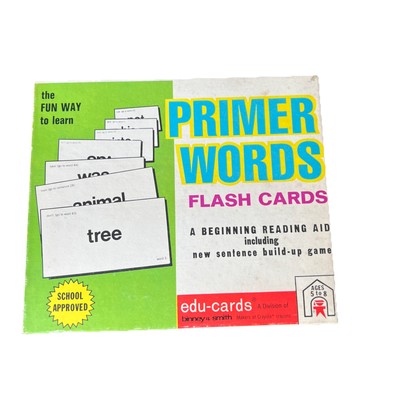 Vintage 1974 Edu-Cards Primer Words Flash Cards - Beginning Reading Aid