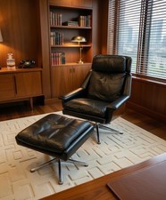 Poltrona girevole con poggiapiedi di Werner Langenfeld per Esa, Danimarca, anni '70