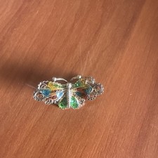 Spilla Vintage Farfalla in Filigrana Argento 800 con Smalto