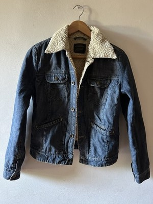 G-Star Raw Women Arc Teddy Denim Jacket Women's Size S Blue Sherpa Lined
