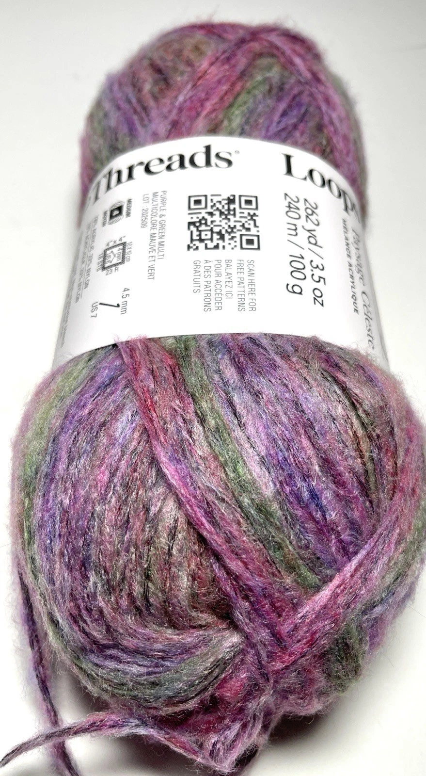 LOOPS & THREADS - SKYSCAPE. 1Ball. PURPLE & GREEN Multi. Shipping Is Combined - product detail image 2