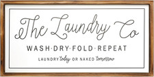 Farmhouse Laundry Wall Sign 24''x12'' - Wash, Dry, Fold, Repeat Decor
