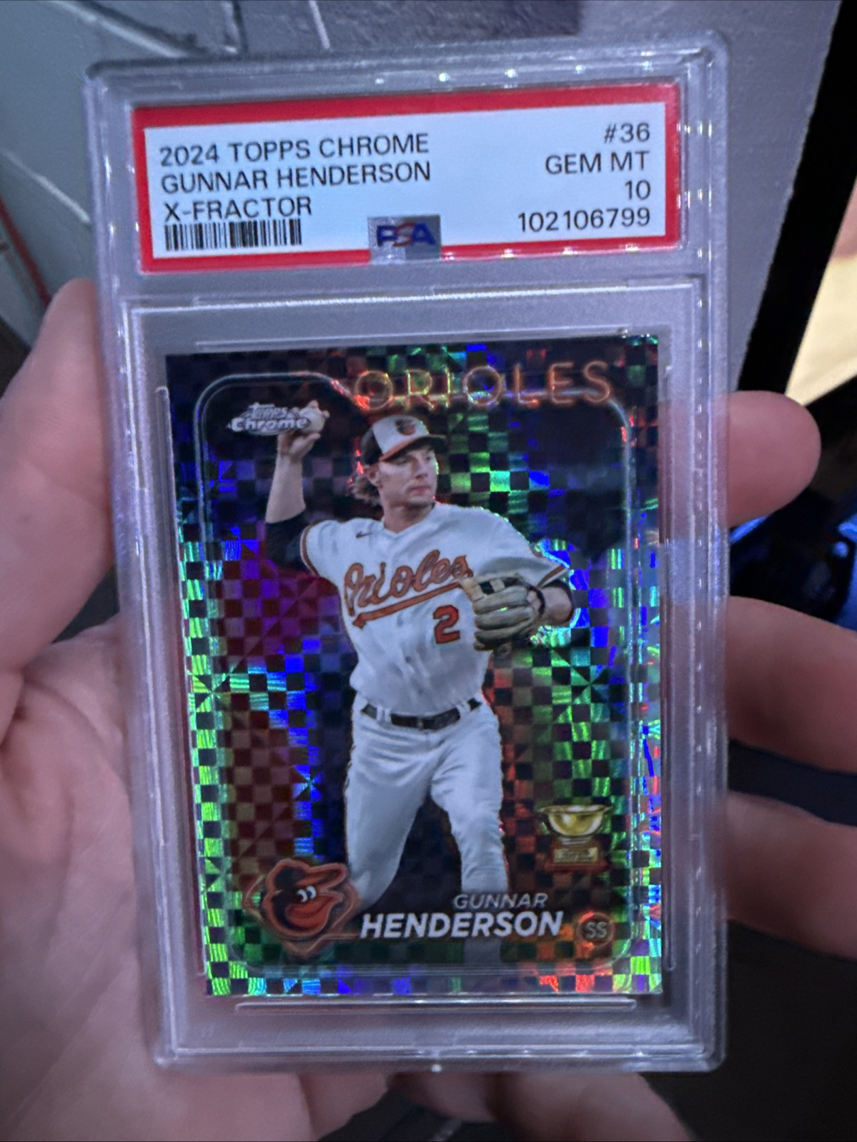2024 TOPPS CHROME X-FRACTOR REFRACTOR #36 GUNNAR HENDERSON ROOKIE CUP PSA 10 🤩