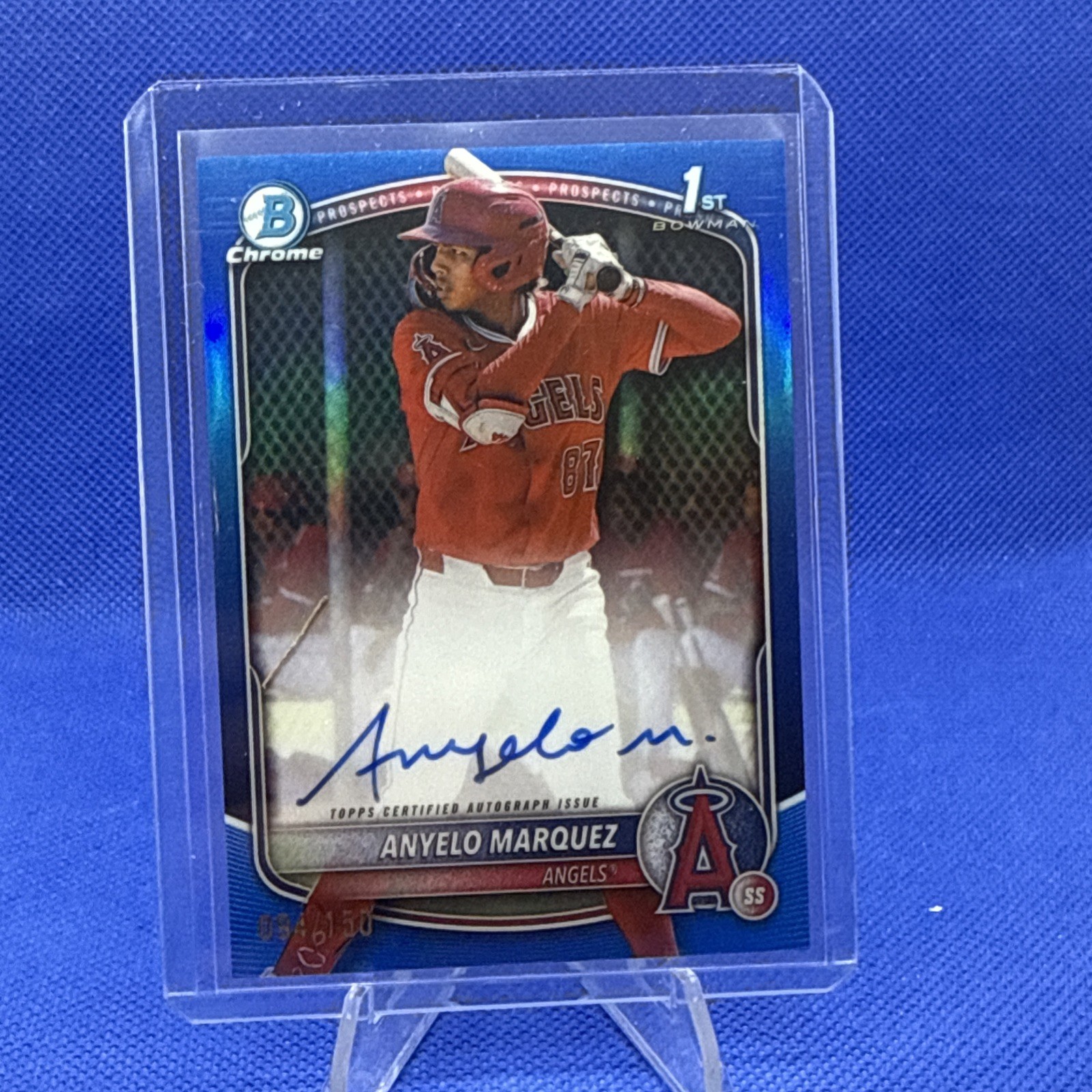 2025 Bowman Chrome Anyelo Marquez Auto Blue Refractor 1st # /150