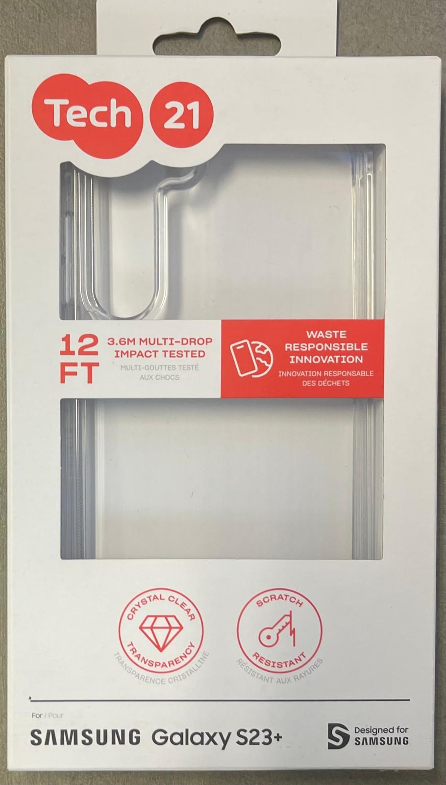 Tech21 Evo Clear Samsung Galaxy S23 Plus - Anti Yellowing 12ft Protection Clear