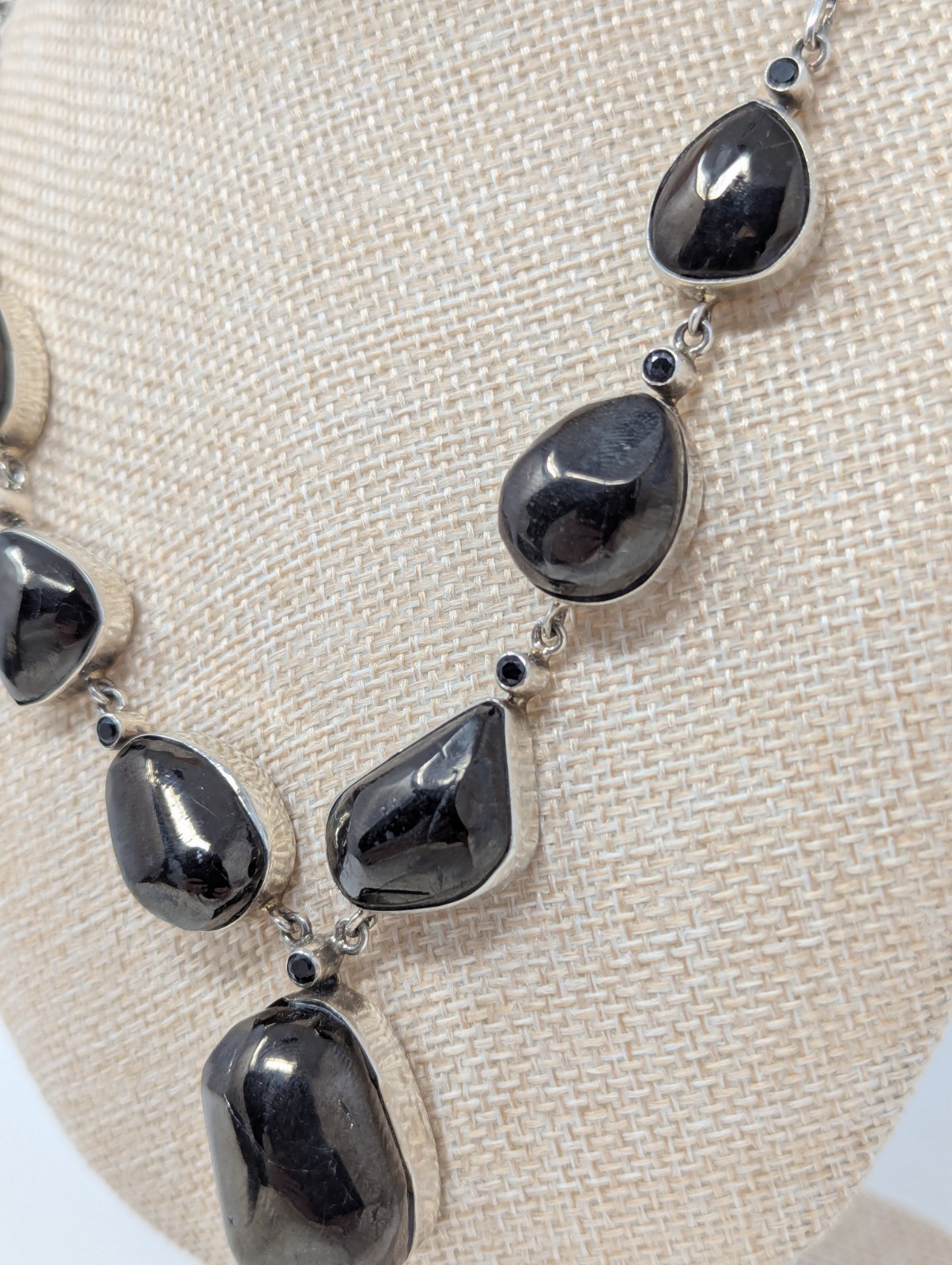 925 Sterling Silver Hematite Statement Necklace 4… - image 7