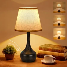Touch Table Lamps for Bedroom, Farmhouse 3-Way Dimmable Bedside Lamps for Nights