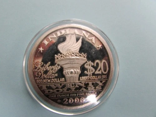 2006 NORFED *INDIANA* LIberty 1oz .999 Fine Silver Round