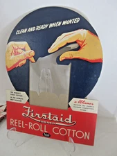 Vtg Rexall Roll Cotton Firstaid Brand Store Display Cardboard 16" x 12" Sign