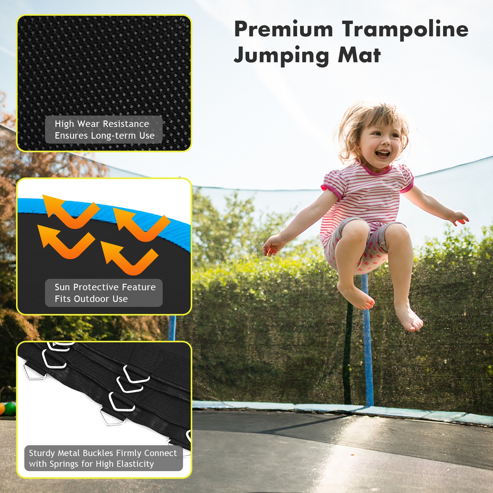 Giantex High-Elastic PP Trampoline Mat Fits 16' Frame w/108 V-Hooks Using 7"