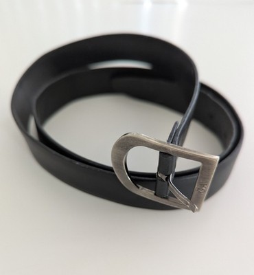 Giorgio Armani Genuine Leather Belt Black GA Buckle Size 52/US 37 Made in Italy