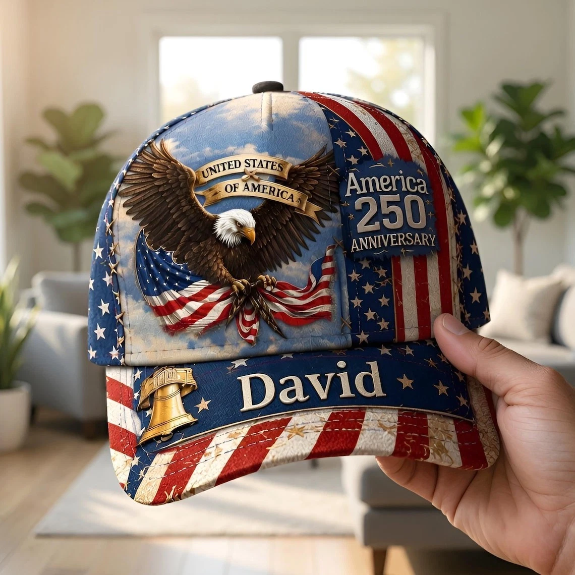 Custom Name USA 250th Anniversary 3D Print Hat, Eagle 1776-2026 Patriotic Gift
