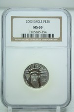 2003 $25 Statue of Liberty American 1/4oz Platinum Eagle NGC MS69 #5154 2380.00 per troy oz