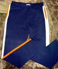 Zara wide leg striped track pants - size Med - navy blue/orange/white