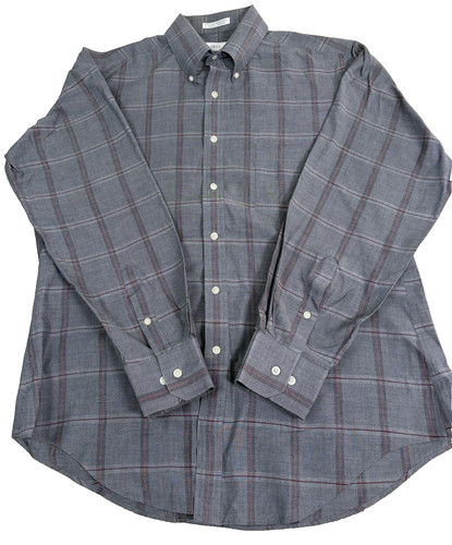 Geoffrey Beene, Vtg Geoffrey Beene Men's Polyester Long Sleeve Button Down Gray Sz 16 34/35 M/L