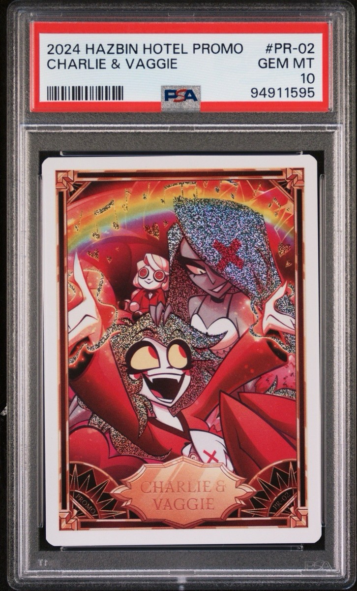 PSA 10 Charlie & Vaggie PR-02 Promo Hazbin Hotel Trading Card Holo