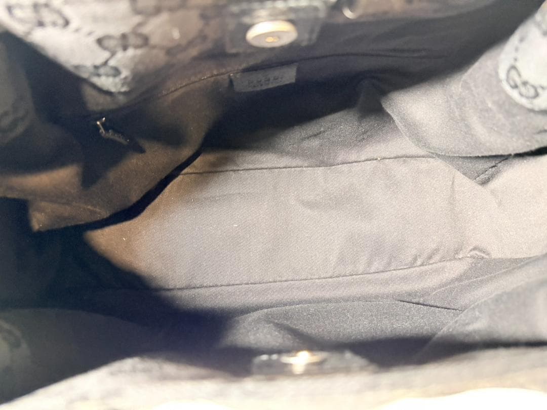 GUCCI GG Canvas Tote Bag Black Authentic Near Mint thumbnail 10