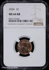 1924 1C Lincoln Wheat Cent NGC MS 64 RB