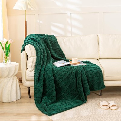 YUSOKI Sherpa Throw Blanket(Without Throw50'' x 65'', Forest Green 