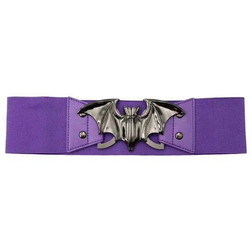 Kreepsville 666 Elastic Purple Waist Belt Chrome Bat Split Buckle Goth Halloween video thumbnail