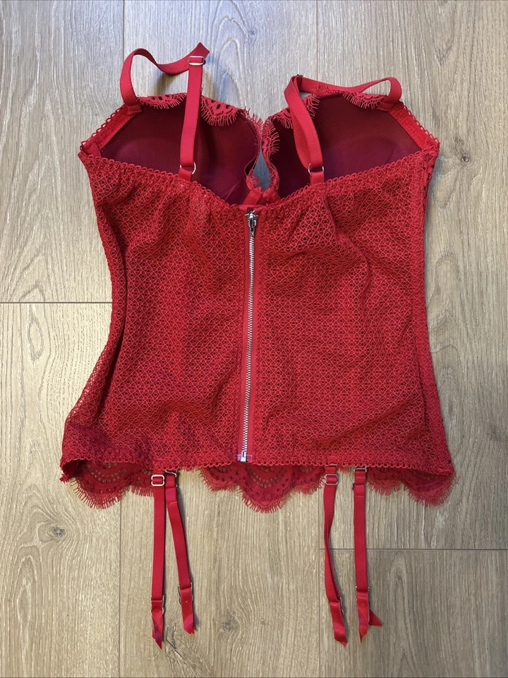 Victoria’s Secret Dream Angels Wicked RED Lace Up Bustier Garter Size 36C - Image 2 of 4