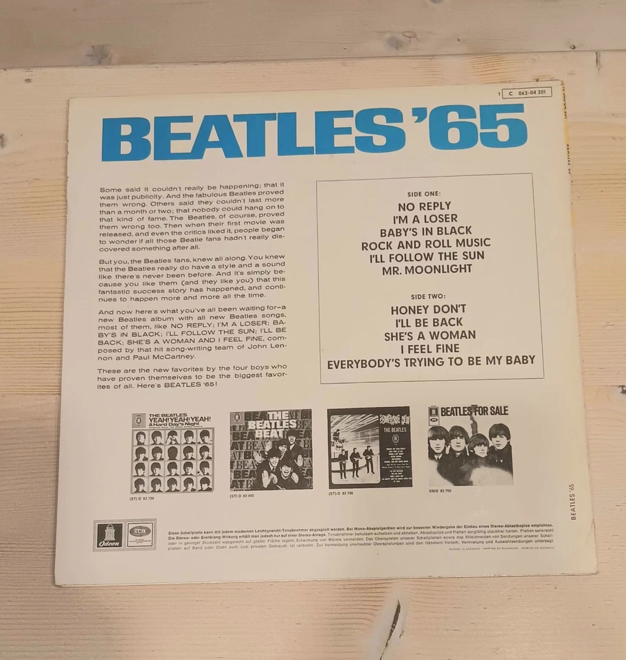 BEATLES '65 VINYL LP ©73 TELDEC Contract Pressing NM Beat Pop Rock McCart Lennon - Bild 2 von 4