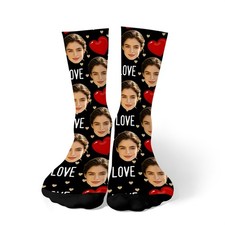 1-Pair Custom Photo/Text Face Socks Personalized Name Picture Mid-Calf Socks❀