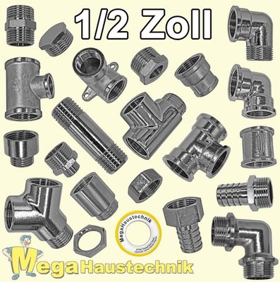 1/2 Zoll Messing Fitting verchromt alle Sorten Gewindefitting Schraubfittings