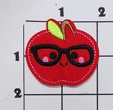 Anthropomorphic Apple Patch Iron On Applique Upcycle Costume Uniform Embroidered