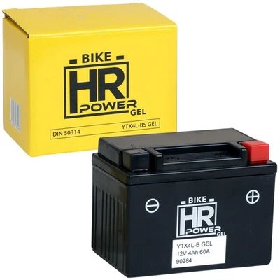 HR POWER HR BIKE Power GEL Motorrad-Batterie YTX4L-B 4Ah 12V 60A für Bike Quad Roller