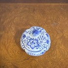 Andrea by Sadek Blue Floral Porcelain Trinket Box with Lid, 4.5" Tall, 6" Wide — photo 2