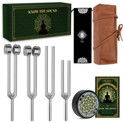 Tuning Forks for Healing Set (128Hz, 136.1Hz, 256Hz, 512Hz) Sound Therapy Tun...