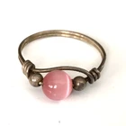 Vintage Ring tested 925 STERLING SILVER Size 8 Pink Cats Eye Band Jewelry lot y