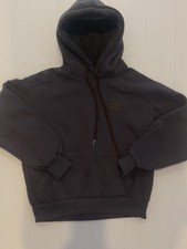 Miu Miu Womens Gray Logo Pullover Hoodie Size M Pockets Fleece Made in Italy