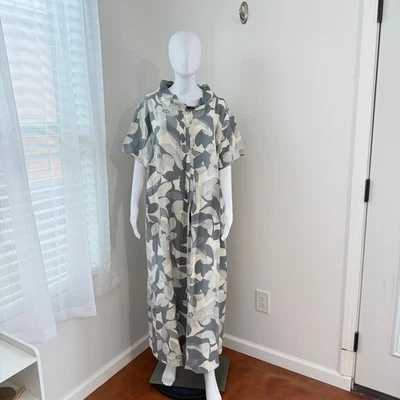 LOGO Lori Goldstein Dress Womens 3X Floral Maix Gray White Mumu Resort Vacation - Image 1 of 4